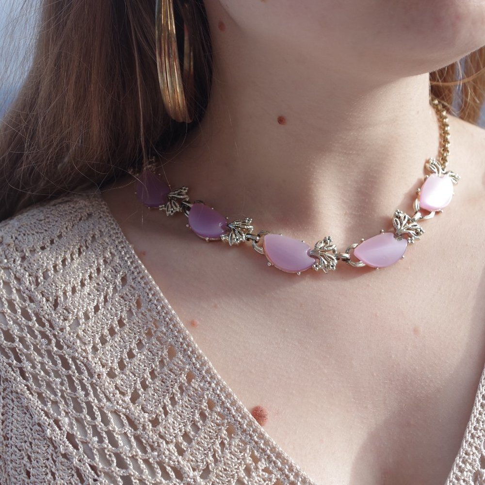 Vintage Moon Glow Art Glass Hand Made Necklace
